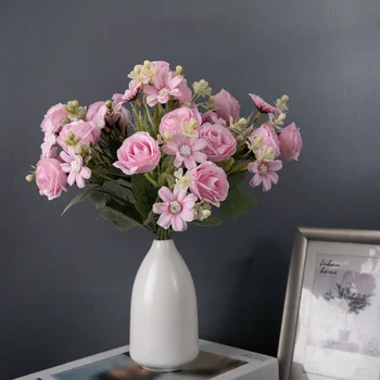 12,5 pollici bouquet di rose da sposa fiori portatili sfondo floreale decorazione di nozze decorazioni per la casa oggetti di scena per fotografia