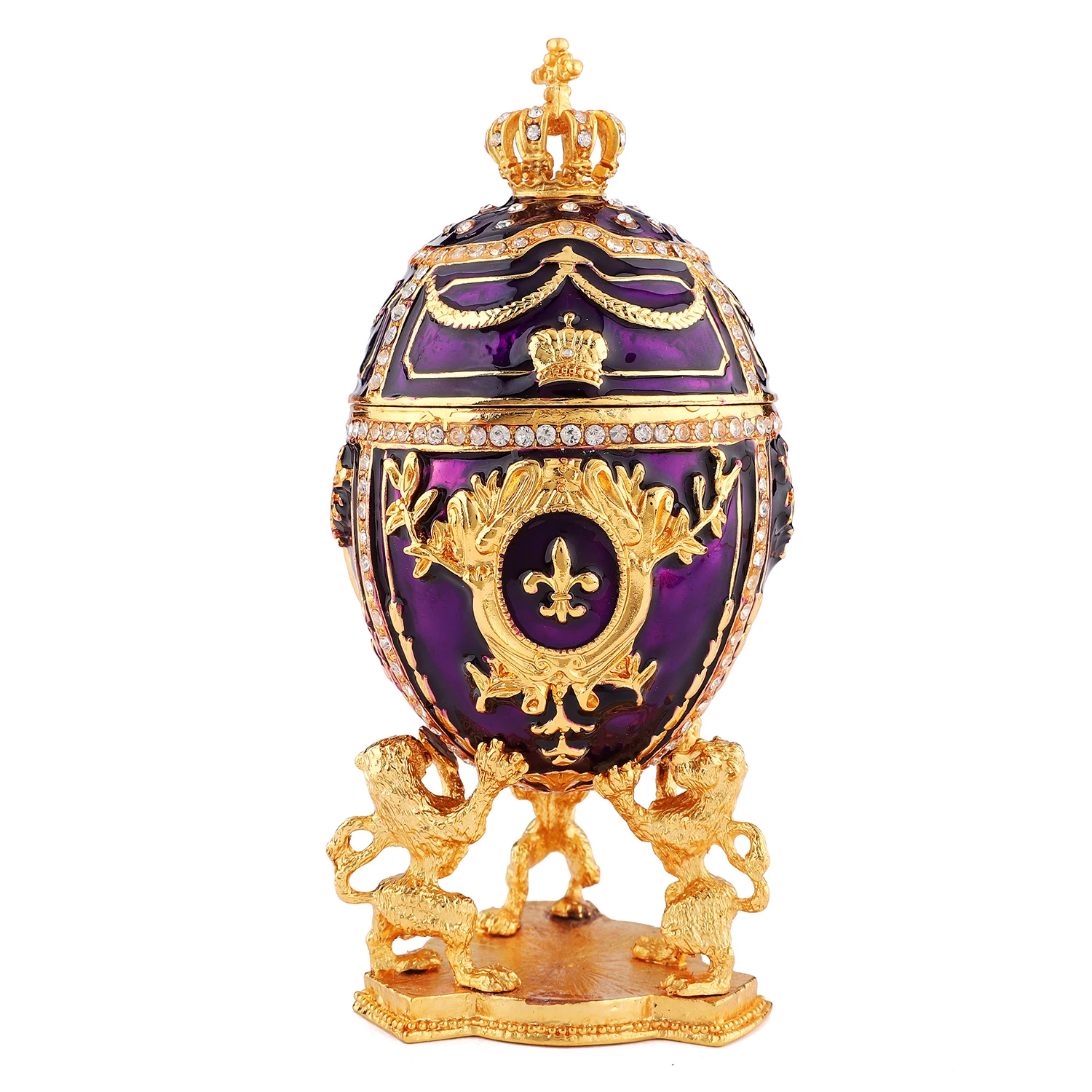 

QIFU Large Royal Red Purple White Easter Faberge Egg Style Money Trinket Box Gifts