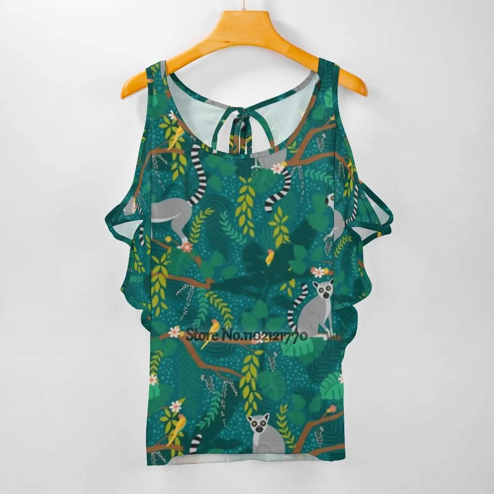 Lemurs In A Teal Jungle T-Shirt Da Donna Primavera Ed Estate Magliette Stampate Pullover Top Lemur Teal Verde Blu Chartreuse Giallo