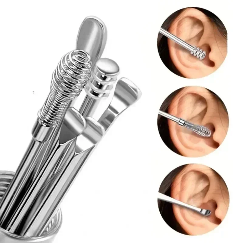 

Ear Cleaner Set Earpick Ear Wax Remover Ear Spoon Curette Ear Cleaning Spiral Earpick Easy Earwax Removal Ear Cleaner Kit Gadget