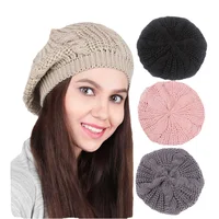 Winter  Knitted  Beanie Hat  For Women  Lady 's Twist knitting Beret   Winter  Solid  Skullies & Beanies 1
