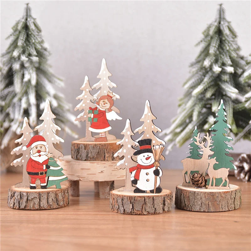 Christmas Decoration Wooden Tree Frame Old Man Elk Snowman - Temu