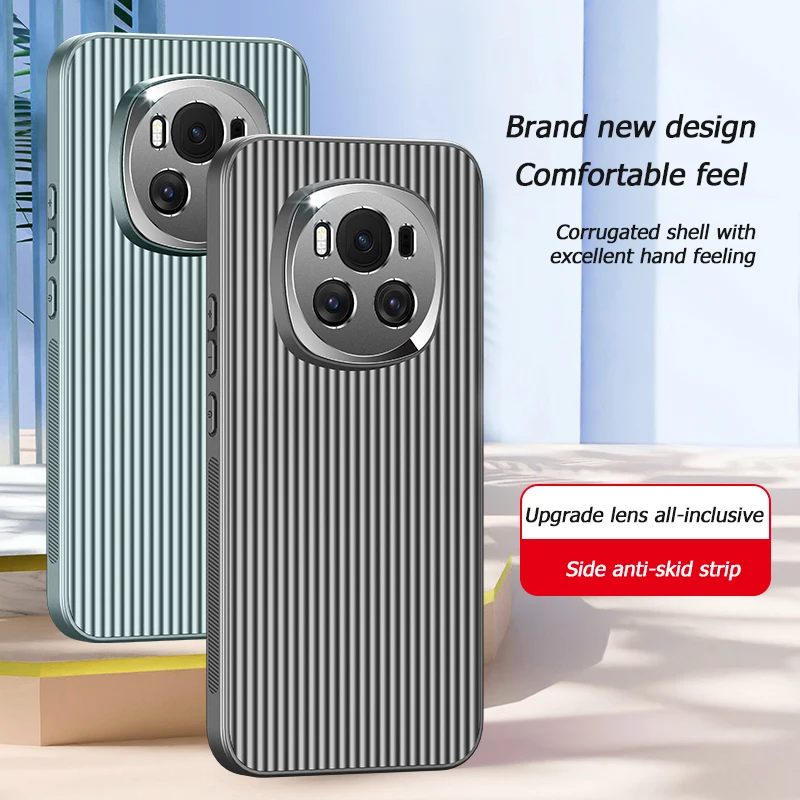 Coque de téléphone Honor Magic 6 Pro à rayures 3D en métal avec trou fin pour protéger l'appareil photo, coque souple mate antichute et anti-empreintes digitales_voghion.com