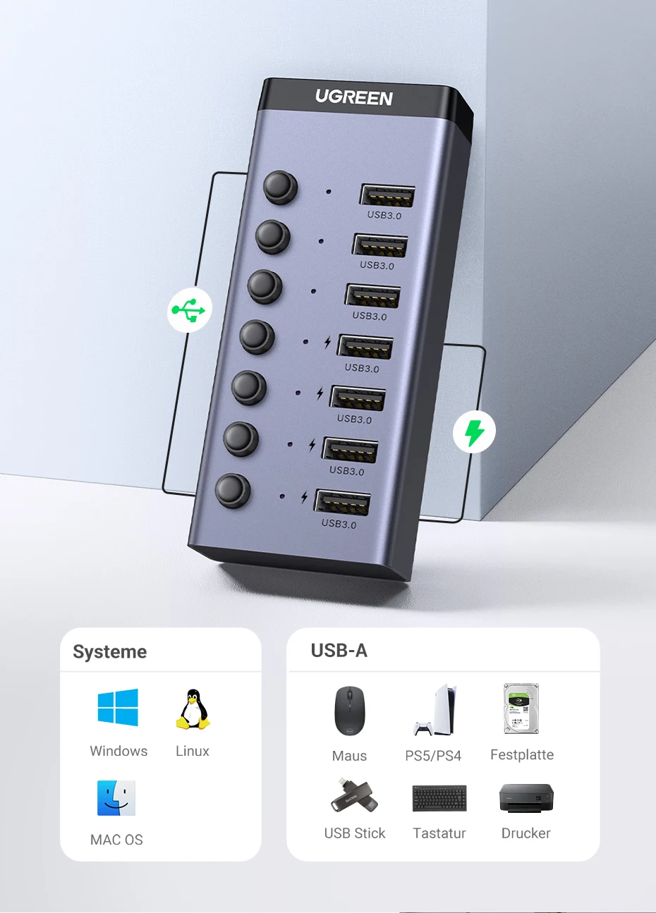 Ugreen usb c hub 5gbps 7 portas