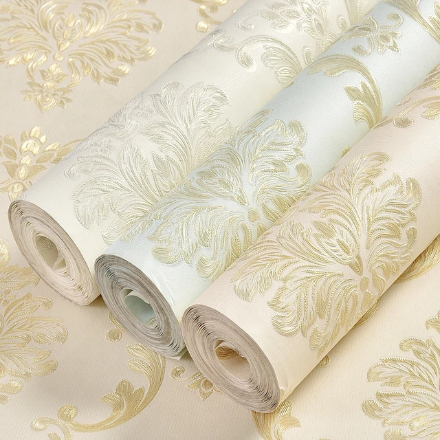 Wallpaper Textured Luxury Damask Home Decor Waterproof Vinyl PVC Wall Paper  Roll