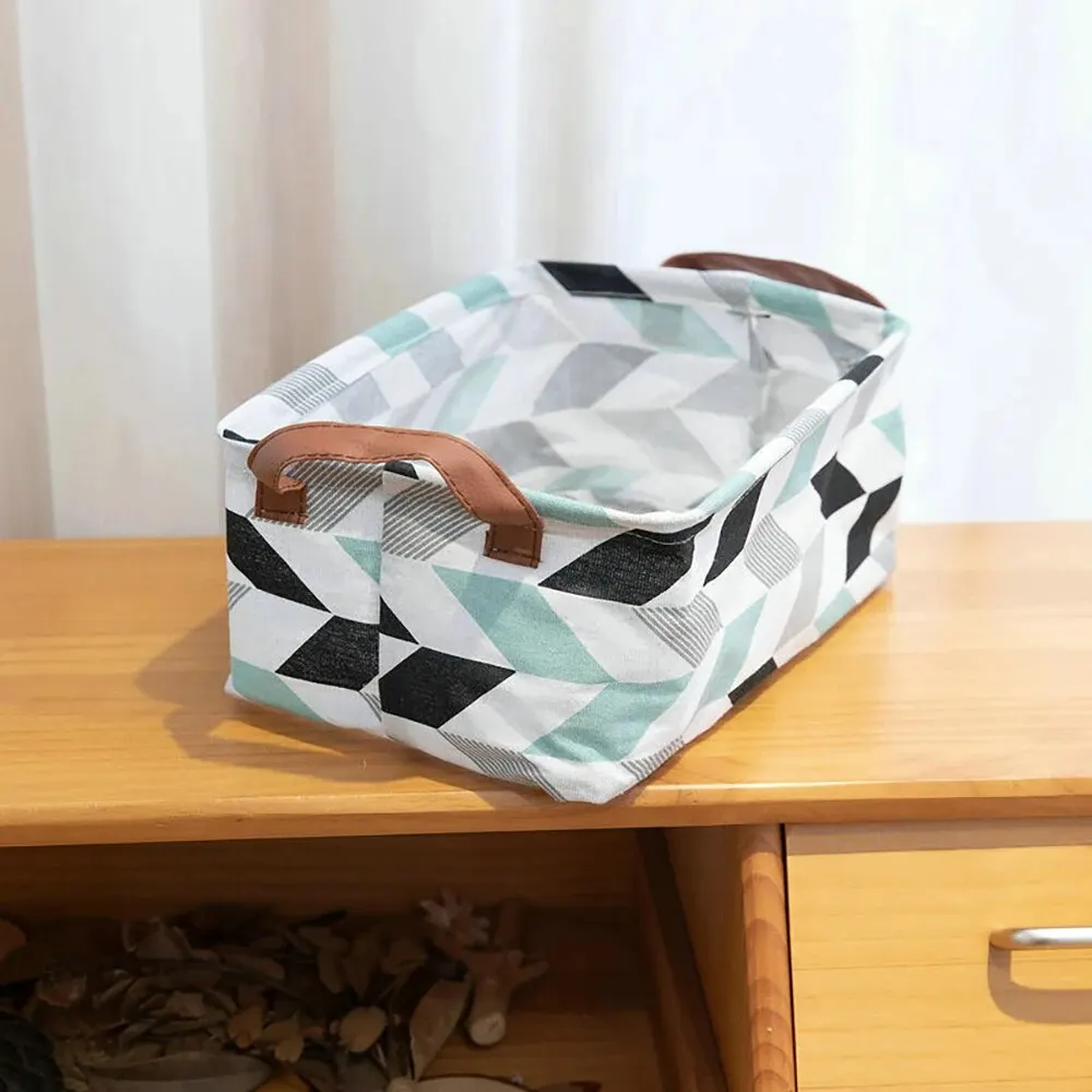 Storage Box 1PC Fabric Geometric Pattern Box Storage Basket Desktop Items Book CD Handheld Storage Organizing Box Household Products storage box desk organizer