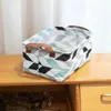1PC Fabric Geometric Pattern Box Storage Basket Desktop Items Book CD Handheld Storage Organizing Box Household Storage Products 5