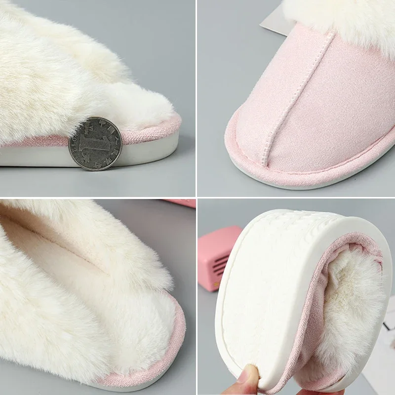 thumbnail image 5 of Pantuflas de invierno para mujer, suela suave, de imitación, para el hogar, para invierno, cálidas, de felpa, de algodón, para el hogar, 5 of 5
