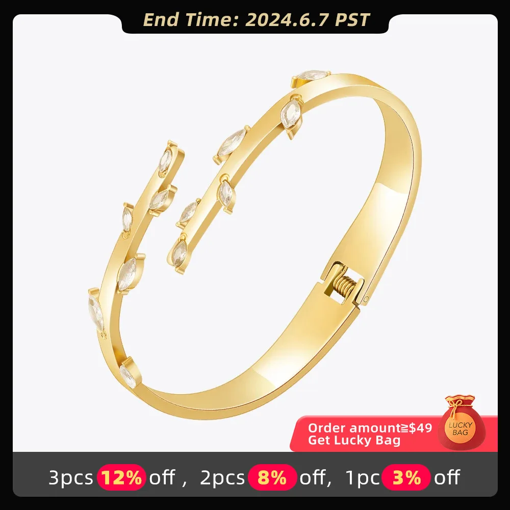 ENFASHION Pulseras Branches Shaped Bangle With Zircon For Women 18K Gold Color Plated Cuff Bracelet Elegant Jewelry Party 242404
