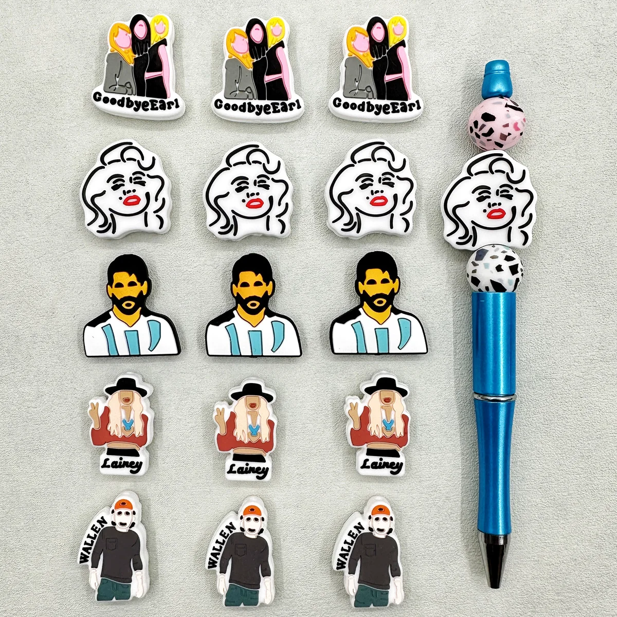 

10PC Silicone Beads Head Sculpture Focus Bead Baby Toys DIY String Pen Pendant Bead Nipple Chain Jewelry Accessories Kawai Gifts