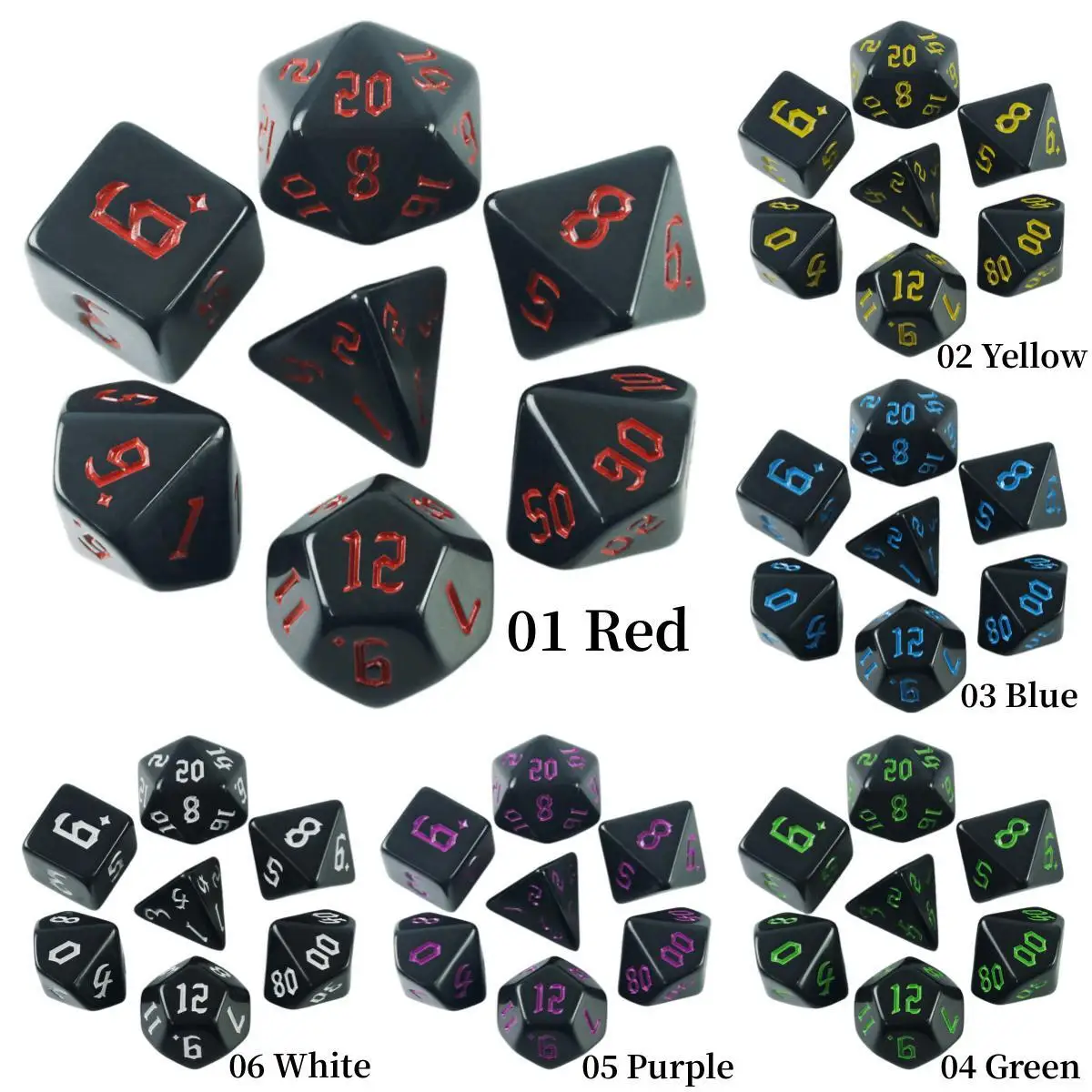 

Polyhedral Opaque Dice Set for DND Game Table Board Roll Playing Games