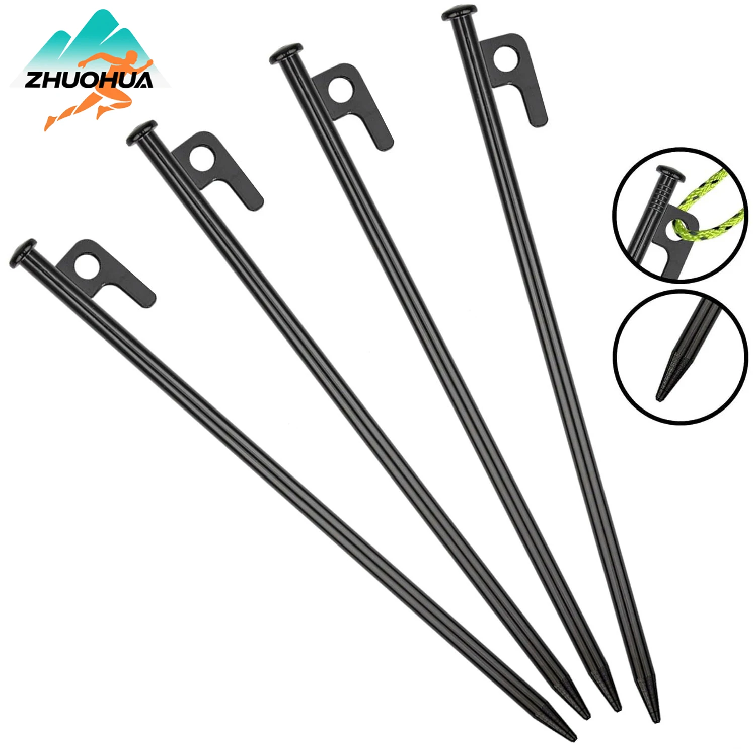 Camping Tent Accessories Tent Pegs Camping Tent Fasteners 4 Pcs Tent Stakes 8/10/12/16 inch Steel