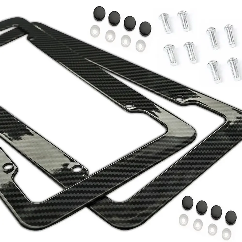 1/2pcs License Plate Frame Universal 30*15CM Carbon pattern Plastic with Standard Screw Kits