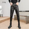 2025 New Arrived Skinny Biker Leather Pants Men's New Faux Leather Biker Trousers for Male Trouser Stage Club Wear