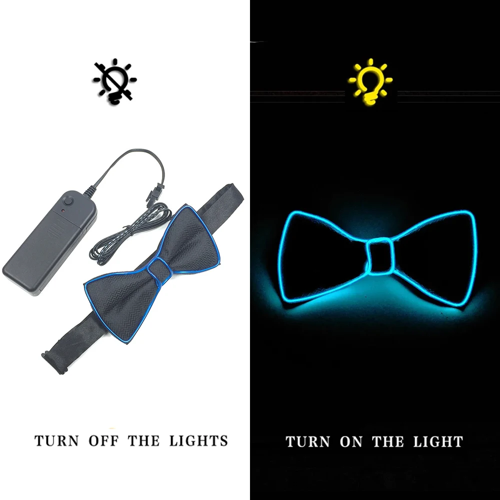 LED-Leuchtende Fliege, leuchtet im Dunkeln, leuchtende Krawatte für Hochzeit, Geburtstag, Party, Weihnachtsdekoration, Halloween, Cosplay, Kostüm – Detail 11