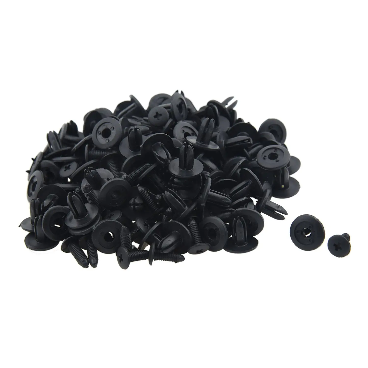 

100 Pcs Car Fender Push Type Black Plastic Rivets Fastener 6mm Hole