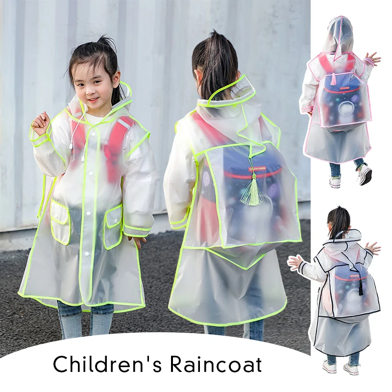 

Kids Children Raincoat Waterproof Rain Poncho Clear Transparent Kindergarten School Student Rainsuit Protective Poncho Covers