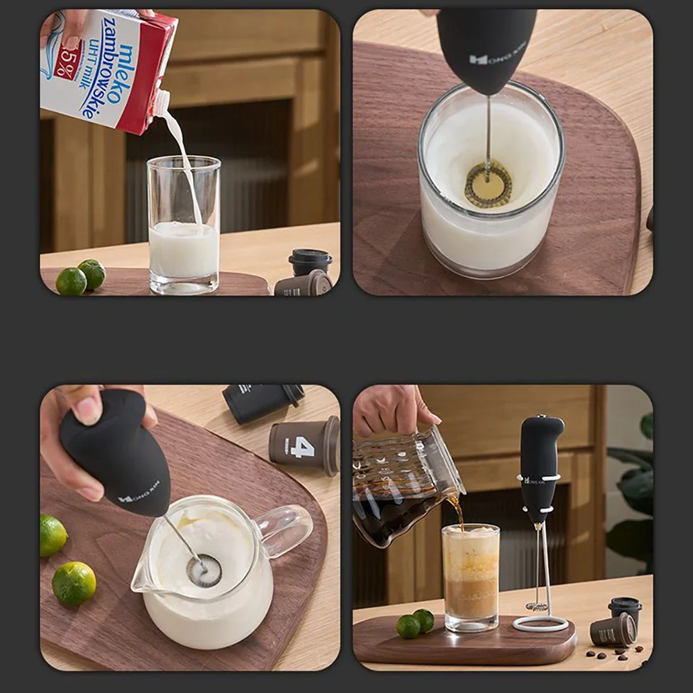 Mini Electric Whisk, Milk Frother Handheld Foam Maker Egg Beater with Wire  Whisk and Spring Whisk for Mixing Milk, Eggs and Coffee