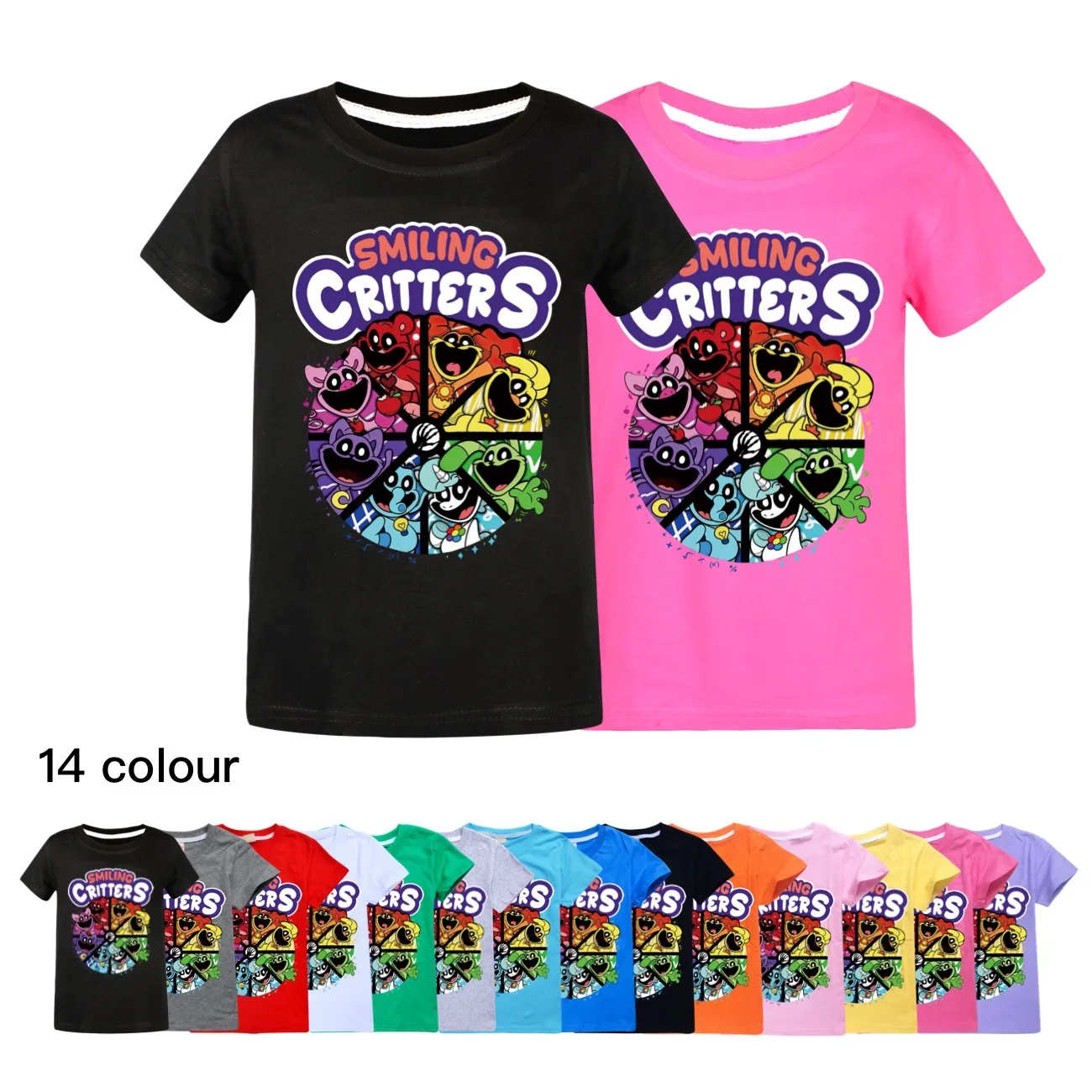 Gioco Sorridente Critters Ragazzi Stampa Bambini T Shirt Estate Gatto Pisolino Cartone Animato T-Shirt Casual Abbigliamento Per Bambini Ragazze Tshirt