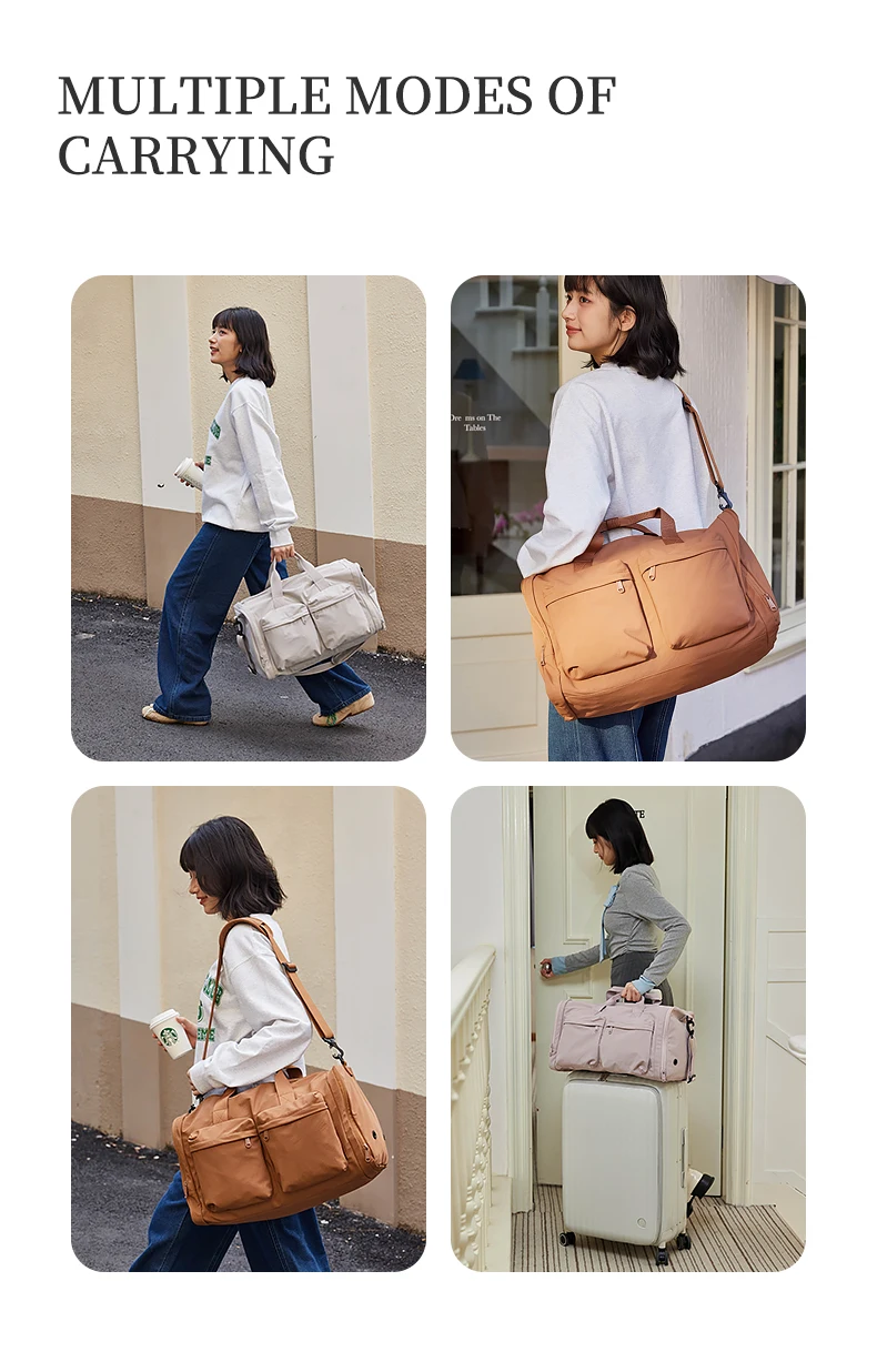 AJI Travel Bag Convertible Travel Handbag Women Lightweight Large Capacity 32L Carry-On Bag with Independent Shoe Compartmen