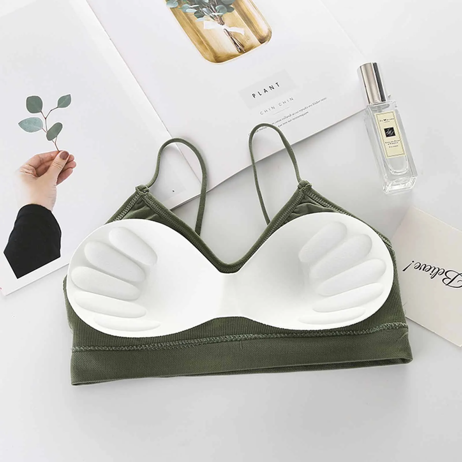 Women Bra Tube Top Seamless Underwear V Back Cropped Top Camis Active Bra Fitness Lingerie Women Bralette with Pad
