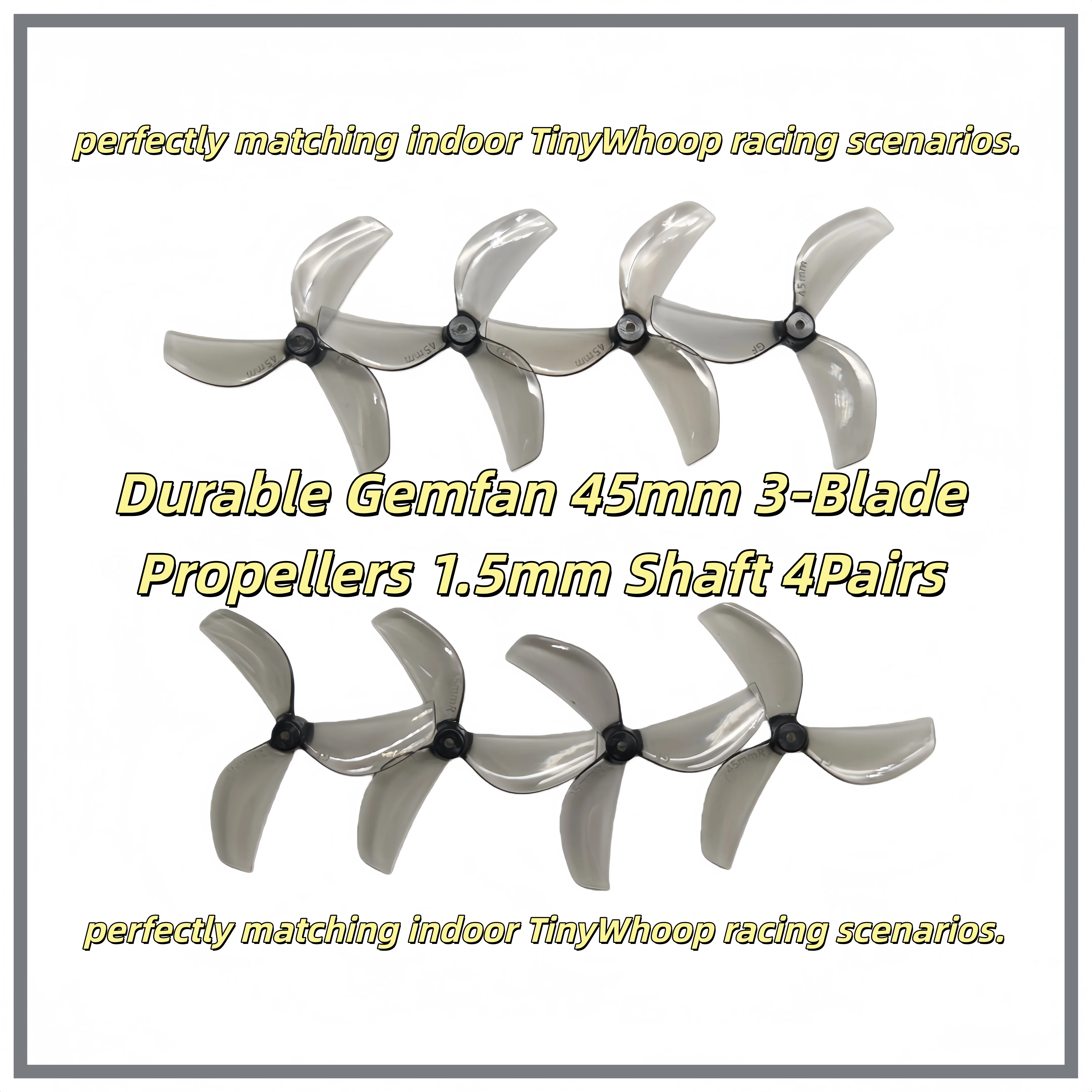 High Thrust Gemfan 45mm 2/3-Blade PC Propellers for Micro Drones - 4 Pairs