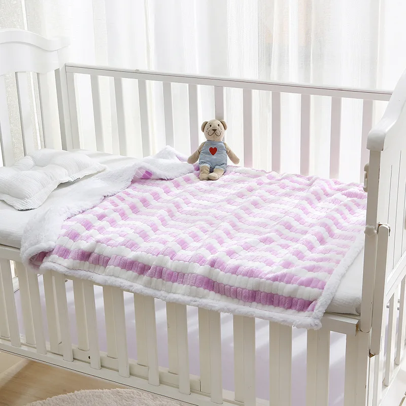 Newborn Thermal Fleece Blanket Soft Swaddle Envelope Wrap Solid Bedding Baby Blanket & Swaddling Infant Quilts 4
