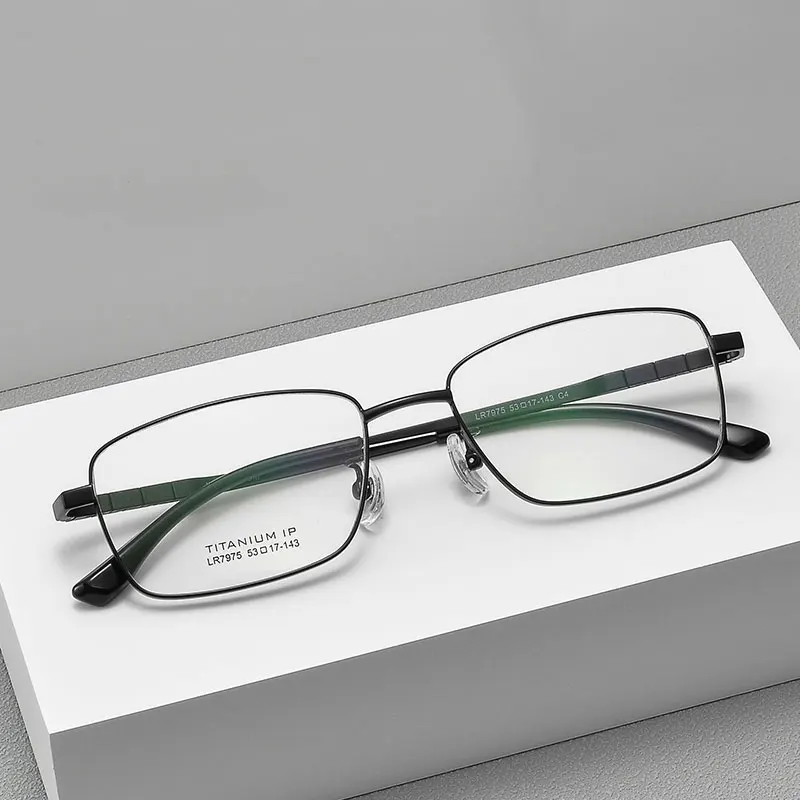 Gafas graduadas con montura cuadrada de titanio óptico Reven Jate LR9775, unisex, para hombre y mujer.