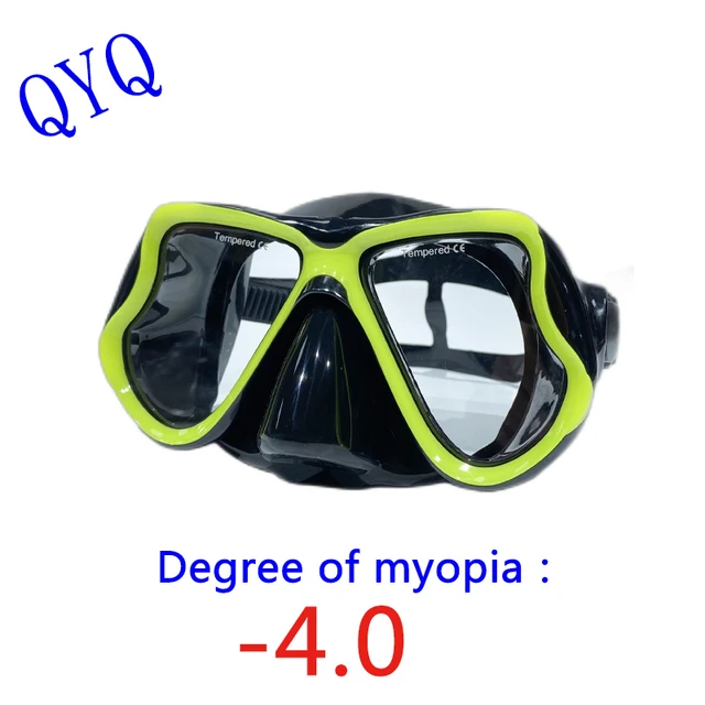 QYQ máscara de esnórquel para adultos, gafas de buceo miopes ópticas, se puede ajustar con máscara de buceo miope