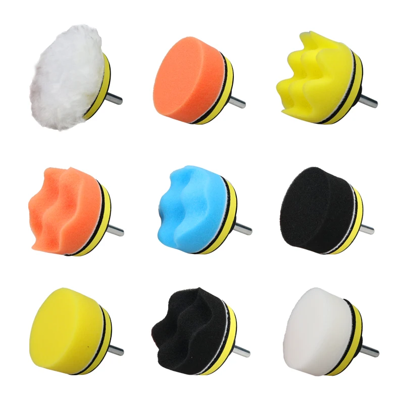 11Pcs/Set Foam Car Polishing Disc Self-Adhesive Waxing Sponge Wool Wheel Polishing Pad Car Polisher Drill Adapter