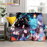 3D Cute Genshin Impact Cartoon Game Soft Flannel Blanket for Beds Bedroom Sofa Picnic,Throw Blanket for Outdoor Leisure Nap Gift 2