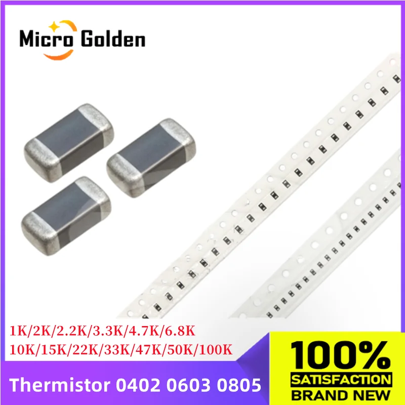 20pcs 0402 0603 0805 1% NTC SMD Thermistor 1K 2K 2.2K 3.3K 4.7K 6.8K 10K 15K 22K 33K 47K 50K 100K Thermal Resistor B3950