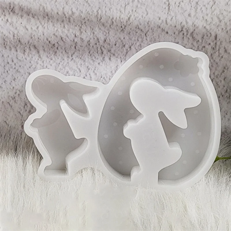 Easter Silicone Molds Safe Bunny Easter Egg Shaped Easter Molds for Cake Ice Cube Candy Jelly Chocolate Soap Cement
