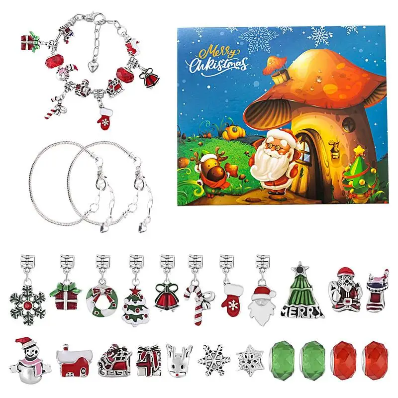

Christmas 24 Days Countdown 24 Days Calendar Jewelry Making Kit Gift Christmas Calendar Beads Set Christmas Beaded Bracelet Kit