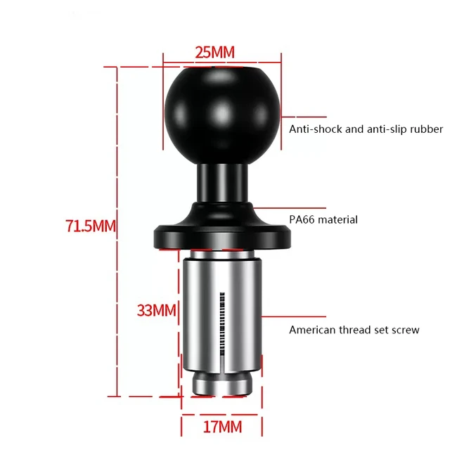 Adaptateur de rotule de 1 pouce, Base de montage pour guidon de moto, support de rétroviseur pour accessoire de caméra d'action DJI GoPro Insta360 6