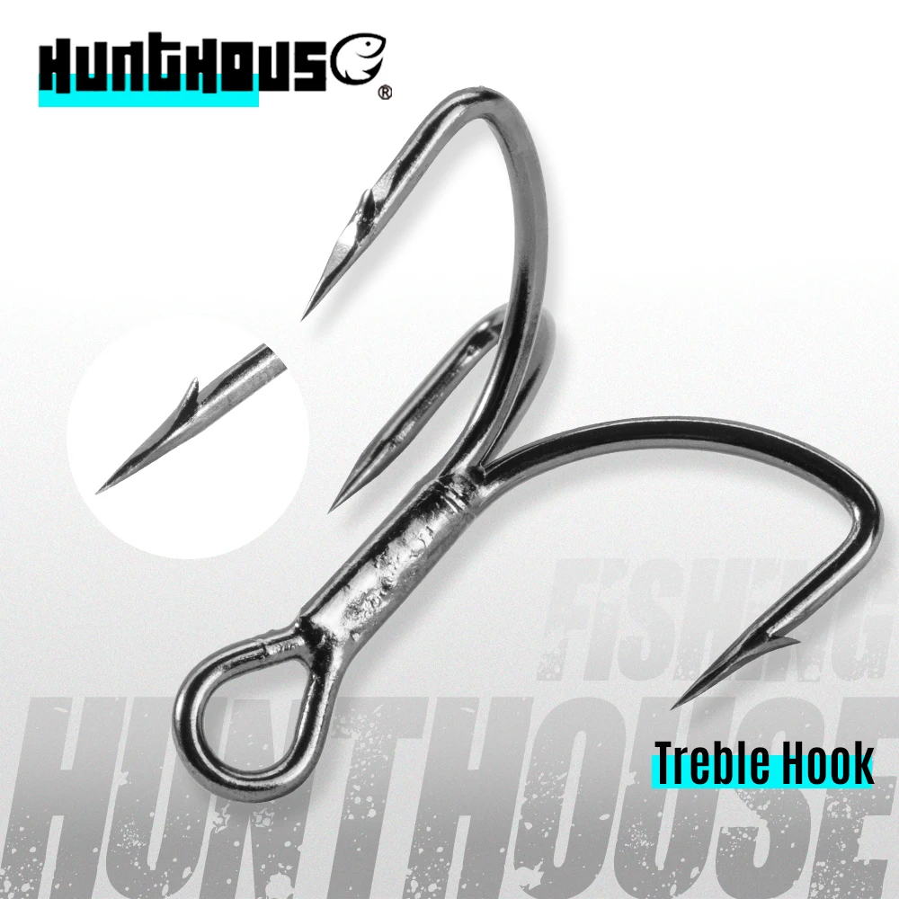 Hunt house fishing treble hook outside barbed 1/0 2# 4# 6# Hook