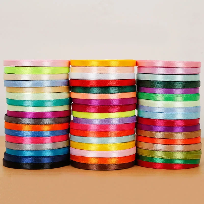 Satin Ribbons Ribbon Decoration Ribbon Supplies Wrapping Ribbon Satin Ribbon 25yards/roll 6mm Satin Ribbon DIY Handmade Crafts Material Wedding Birthday Party Gift Box Wrapping Baking Accessories