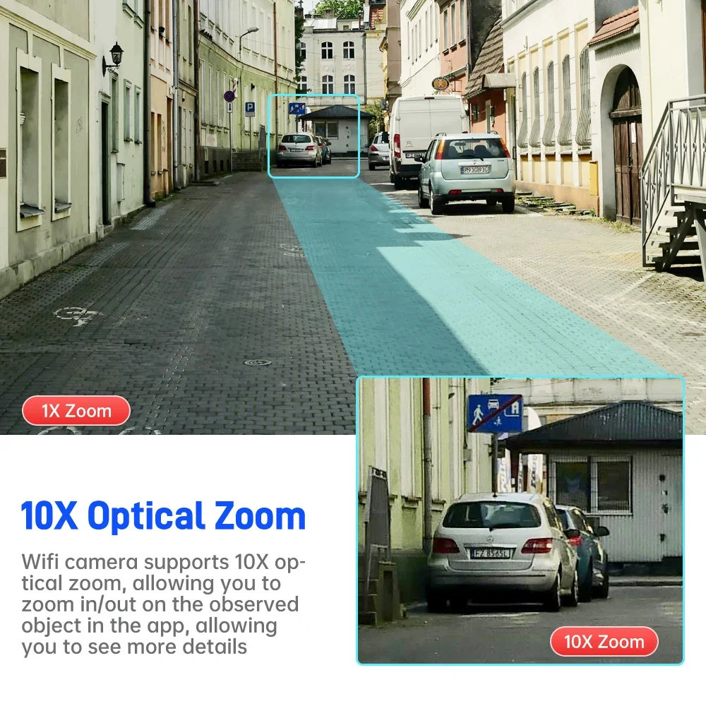Surveillance IP Camera 3 Screen 10X Optical Zoom 360&deg; View PTZ Video Cam CCTV 8K 15MP WiFi Outdoor security camera