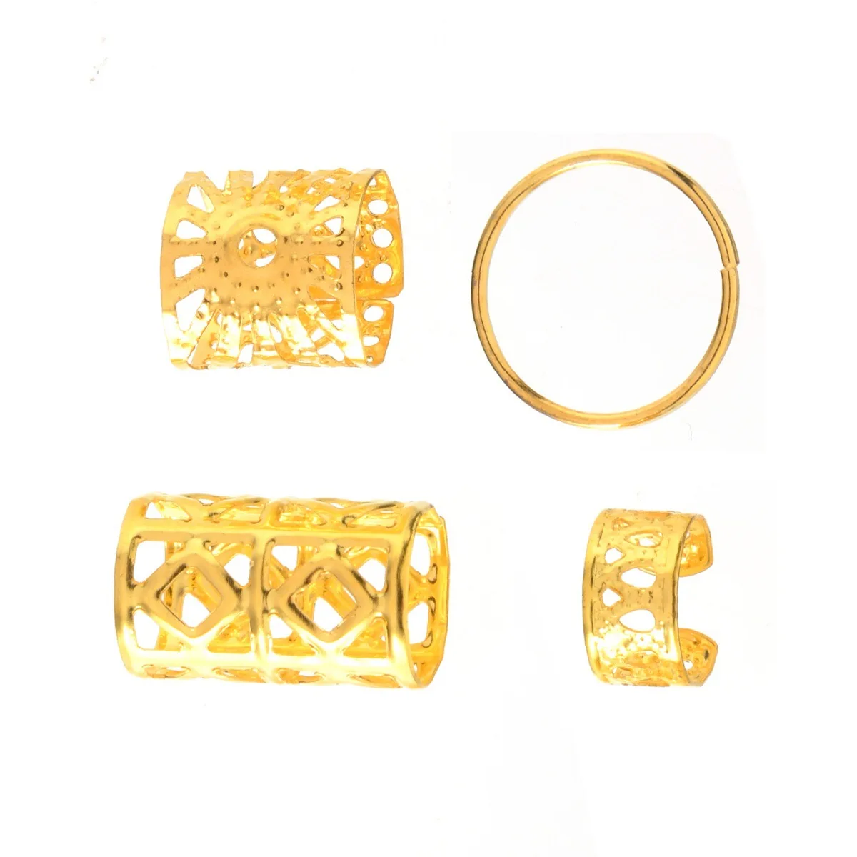 40개 골드 & 실버 속이 빈 헤어 링 세트 DIY 드레드락 비즈 헤어 브레이딩 액세서리 (가발, 브레이드 장)