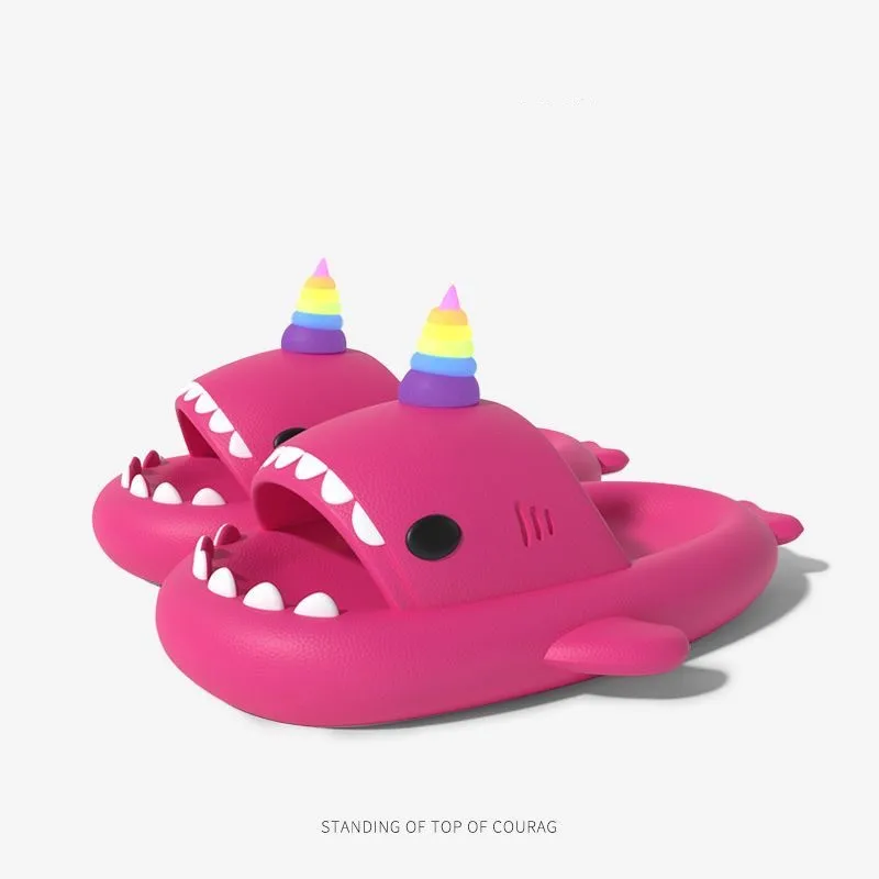 Cute Panda Shark Slippers - Glowing Platform Beach Slides for Couples