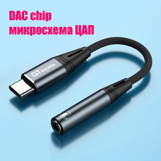 DAC Chip Aux Cable USB Type C to 3.5mm Jack Earphone Adapter