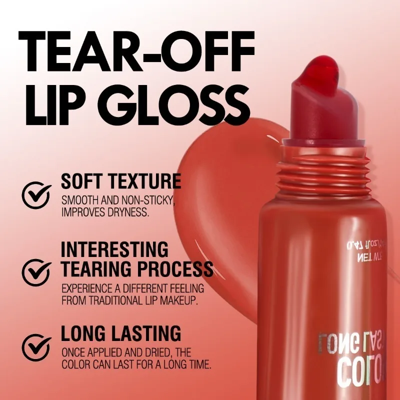 Tearable Tube Lip Gloss Lipstick Sexy Red Lip Gloss Non-stick Cup Multi-color Lipstick Makeup Lip Cosmetics 4