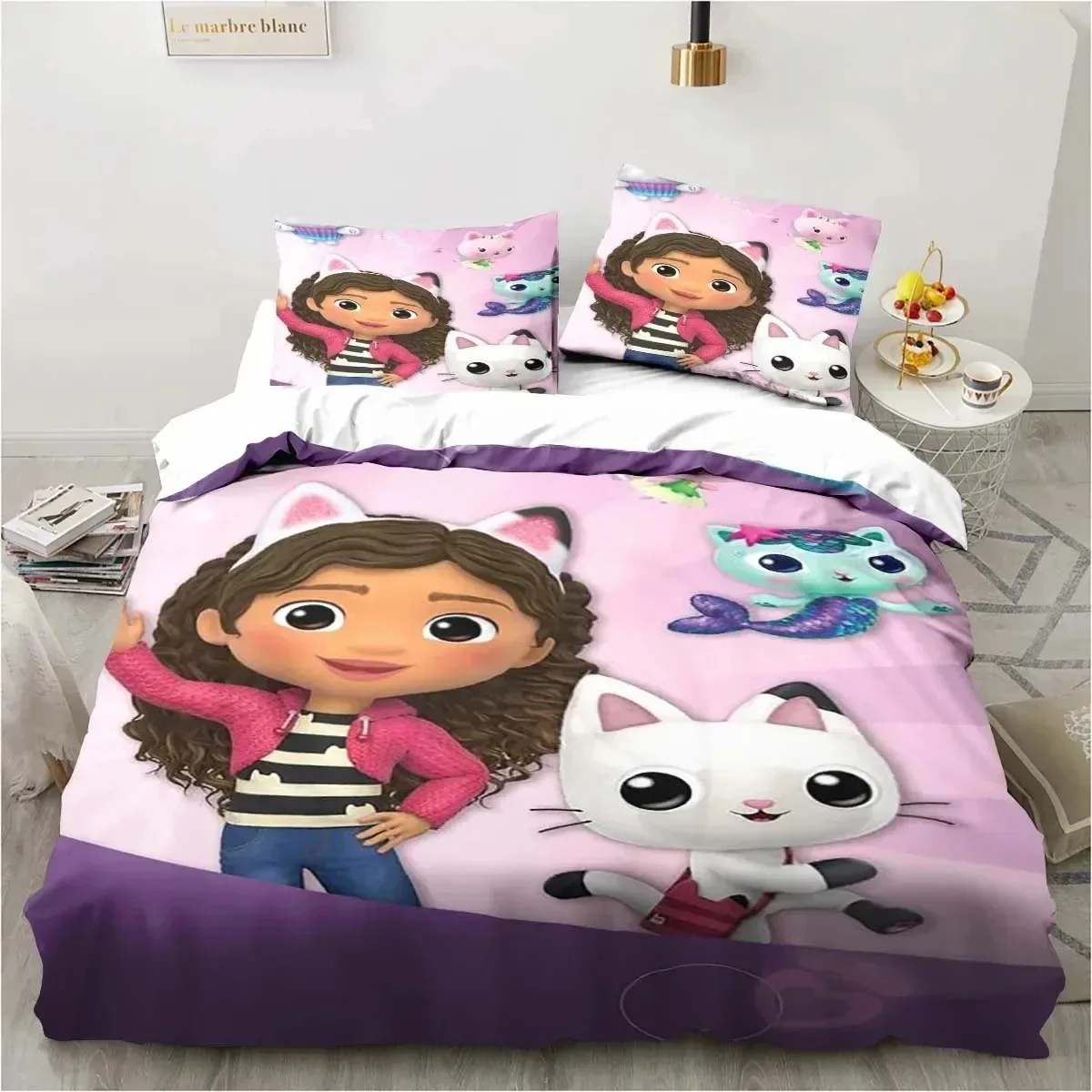 Cartoon Gabbys Dollhouse Bedding Set Duvet Cover Bed Set Quilt Cover Pillowcase Comforter king Queen Size Boys Adult Bedding Set Sc6115a6cd9c745b2a3a9553dffb121fcL