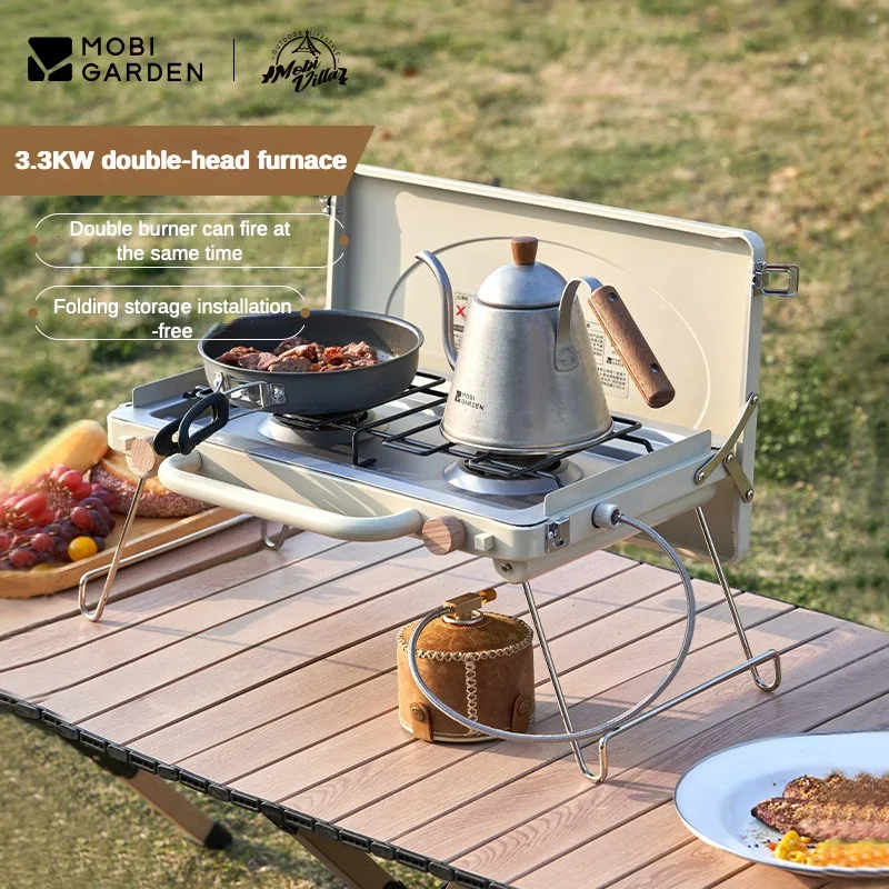 

Foldable Double Headed Stove Gas Cooker Portable Outdoor Windproof Cassette Stove Exquisite Camping Hiking BBQ Cooking Equipment