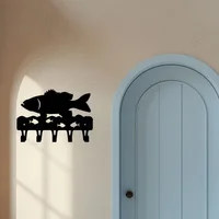 Crochet 1pc Bass Fish Key Rack Hanger, Iron Wall Stickers Wall-mounted, Hooks, Key Holder, Key Hanger, Towel Rack, Coat Rack 1
