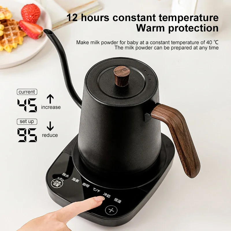 Electric Kettle Goose Neck 800ml Coffee Pot Intelligent Temperature Potentiometer Controlled110V-220V 1000W Kettle Fast Heating