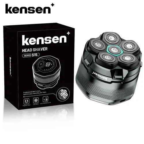 KENSEN Electric Head Shavers for Bald Men 6D Magnetic Razor Beard Trimmer USB Rechargeable LED Display Waterproof Beard Shavers