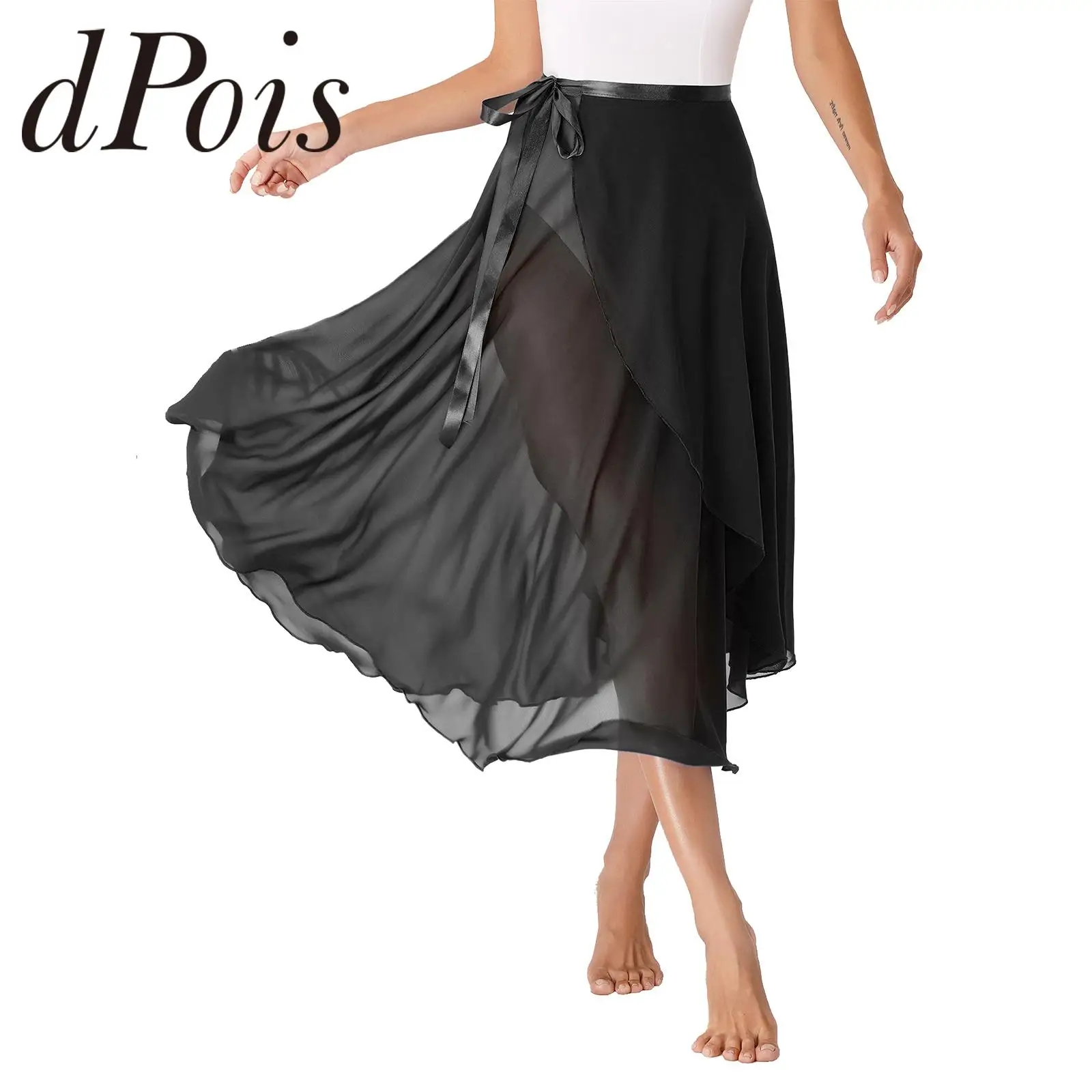 

Women's Girls' Dance Skirt Ballet Latin Summer Beach Chiffon Skirts High Waist Midi Skirt for Gymnastics Skating Yoga Pilates