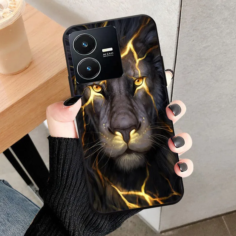 Wolf Cat Soft Silicone Shockproof Phone Cover, Black Bumper.
