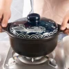 114oz/3400ml Ceramic Casserole Stew Pot, Blue Fish Embossed Pattern Ceramic Casserole, Perfect for Kitchen Open Fire Gas, Soup 1